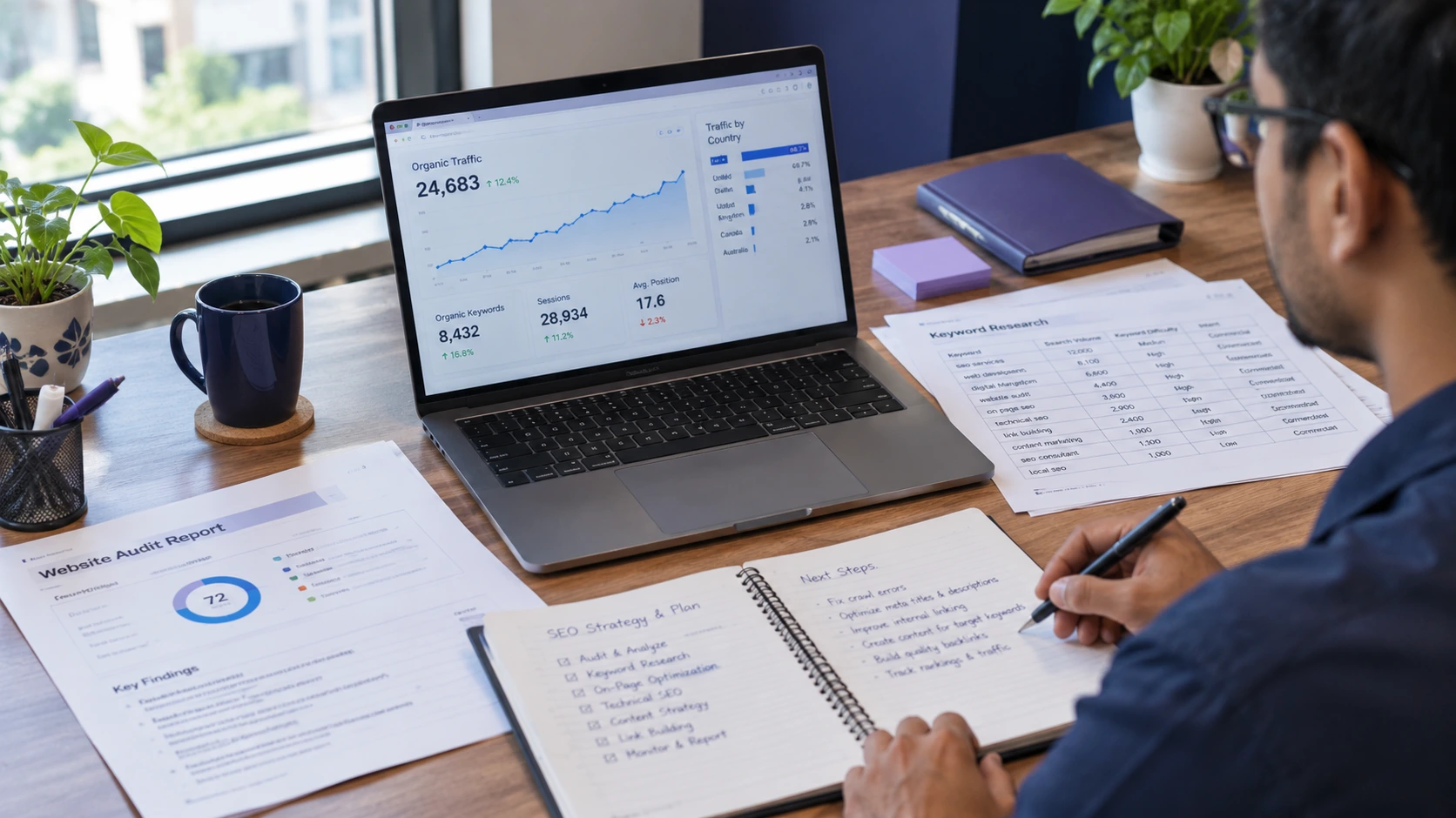 SEO analytics workspace used to plan local search strategy