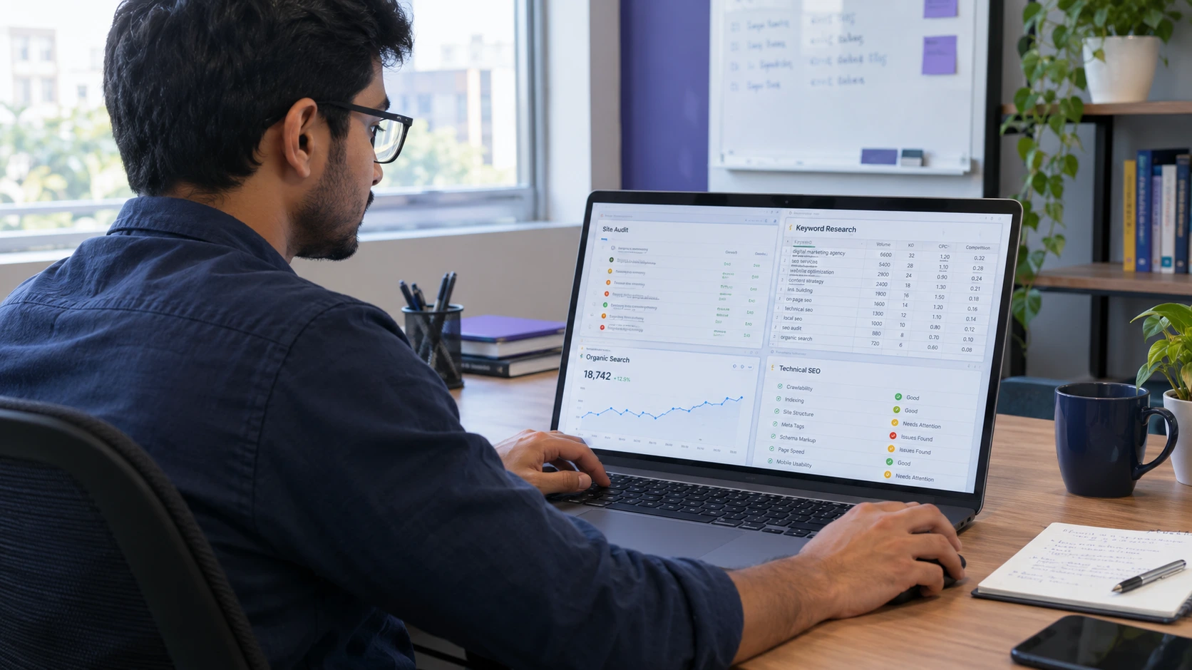 Analyst checking local search visibility and rankings